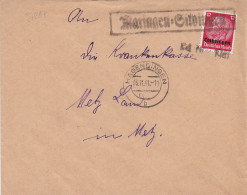 37287# HINDENBURG LOTHRINGEN LETTRE Obl MARINGEN SILVINGEN 4 Novembre 1941 MARANGE SILVANGE HAGONDANGE MOSELLE METZ - Covers & Documents