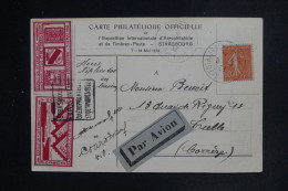 FRANCE - Carte Du Meeting Aérien De Strasbourg Pour Tulle Par Avion En 1932 Avec Vignettes Non Dentelés  - L 152576 - 1927-1959 Covers & Documents