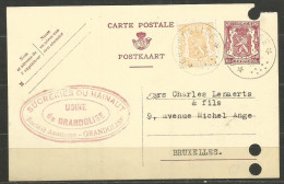 SOLDES - COB 710 Oblitéré En Complément Sur Carte 65c. - Cachet étoiles Relais : GRANDGLISE - Carte Perforée - Brieven En Documenten