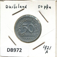 50 PFENNIG 1921 A ALEMANIA Moneda GERMANY #DB972.E.A - 50 Renten- & 50 Reichspfennig