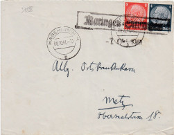 37288# HINDENBURG LOTHRINGEN LETTRE Obl MARINGEN SILVINGEN 7 Octobre 1941 MARANGE SILVANGE HAGONDANGE MOSELLE METZ - Cartas & Documentos
