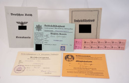 Konvolut 2. WK WW2 Militaria Deutsches Reich Kennkarte Reichsluftschutzbund Ausweis Usw. - 1939-45