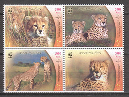 Iran 2003 Mi 2932-2935 In Block Of 4 MNH WWF CHEETAH - Ungebraucht