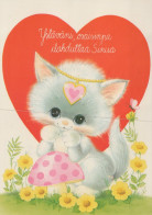 GATO GATITO Animales Vintage Tarjeta Postal CPSM #PAM222.A - Chats