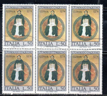 ITALIA REPUBBLICA ITALY REPUBLIC 1974 SAN S TOMMASO D'AQUINO LIRE 50 BLOCCO BLOCK USATO USED OBLITERE' - 1971-80: Usados