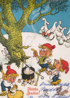 BABBO NATALE Buon Anno Natale GNOME Vintage Cartolina CPSM #PAY966.A - Santa Claus