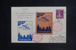 FRANCE - Carte Postale Du Meeting Aérien De Pontarlier En 1935 Avec Vignette - L 152581 - 1927-1959 Lettres & Documents