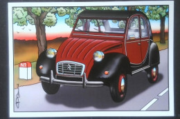 ► CITROËN 2CV -  Modèle CHARLESTON 1980-90 Borne Nationale 7 - CPM Illustrateur - Voitures De Tourisme