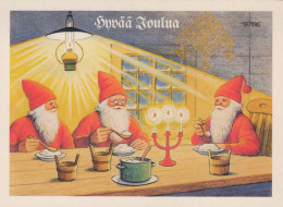 PÈRE NOËL Bonne Année Noël GNOME Vintage Carte Postale CPSM #PBM002.A - Kerstman