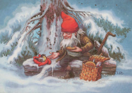BABBO NATALE Buon Anno Natale GNOME Vintage Cartolina CPSM #PBL890.A - Santa Claus