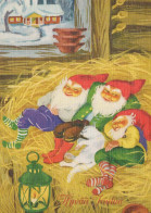 BABBO NATALE Buon Anno Natale GNOME Vintage Cartolina CPSM #PBL935.A - Santa Claus