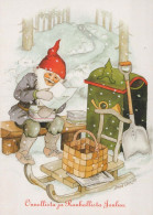 SANTA CLAUS Happy New Year Christmas GNOME Vintage Postcard CPSM #PBL608.A - Santa Claus