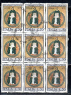 ITALIA REPUBBLICA ITALY REPUBLIC 1974 SAN S TOMMASO D'AQUINO LIRE 50 BLOCCO BLOCK USATO USED OBLITERE' - 1971-80: Usados