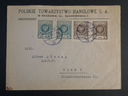 DP16 POLOGNE BELLE LETTRE PRIVEE 1924 KRAKOVIE A WIEN AUTRICHE++  AFFRA. INTERESSANT - Covers & Documents