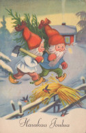 PÈRE NOËL Bonne Année Noël GNOME Vintage Carte Postale CPSMPF #PKG422.A - Santa Claus
