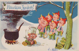 BABBO NATALE Buon Anno Natale GNOME Vintage Cartolina CPA #PKE003.A - Santa Claus