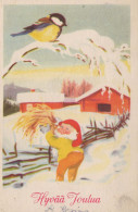 BABBO NATALE Buon Anno Natale GNOME Vintage Cartolina CPSMPF #PKD462.A - Santa Claus