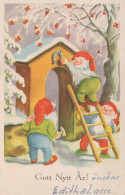 BABBO NATALE Buon Anno Natale GNOME Vintage Cartolina CPSMPF #PKD342.A - Santa Claus