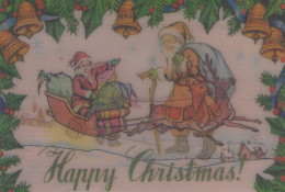 PÈRE NOËL Bonne Année Noël LENTICULAR 3D Vintage Carte Postale CPSM #PAZ063.A - Santa Claus
