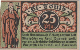 25 PFENNIG 1920 Stadt SANKT ToNIS Rhine DEUTSCHLAND Notgeld Banknote #PG490 - [11] Emisiones Locales