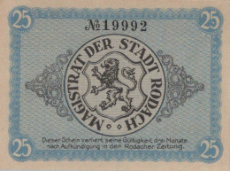 25 PFENNIG 1920 Stadt RODACH Bavaria DEUTSCHLAND Notgeld Banknote #PG227 - [11] Emisiones Locales