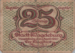 25 PFENNIG 1920 Stadt MAGDEBURG Saxony DEUTSCHLAND Notgeld Banknote #PI178 - [11] Emisiones Locales