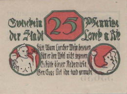 25 PFENNIG 1920 Stadt LORCH AM RHEIN Hesse-Nassau DEUTSCHLAND Notgeld #PG397 - [11] Local Banknote Issues