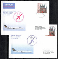 2010 Munich - Rostock - Munich Lufthansa First Flight, Erstflug, Premier Vol ( 2 Cards ) - Otros (Aire)