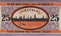 25 PFENNIG 1923 Stadt KREFELD Rhine UNC DEUTSCHLAND Notgeld Banknote #PA411 - [11] Emisiones Locales