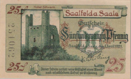25 PFENNIG 1921 Stadt SAALFELD Thuringia UNC DEUTSCHLAND Notgeld Banknote #PI976 - [11] Local Banknote Issues