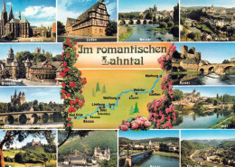 1 Map Of Germany * 1 Ansichtskarte Mit Der Landkarte - Im Romantischen Lahntal Von Marburg Bis Bad Ems * - Landkaarten