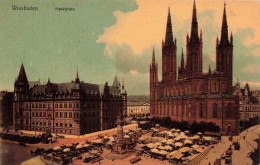 ALLEMAGNE - Wiesbaden - Marktplatz -  Vue Générale - Animé - Colorisé - Carte Postale Ancienne - Wiesbaden