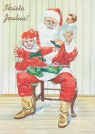 PAPÁ NOEL NIÑO NAVIDAD Fiesta Vintage Tarjeta Postal CPSM #PAK374.ES - Santa Claus