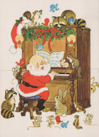 PAPÁ NOEL Animales NAVIDAD Fiesta Vintage Tarjeta Postal CPSM #PAK766.ES - Santa Claus