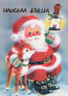 PAPÁ NOEL Animales NAVIDAD Fiesta Vintage Tarjeta Postal CPSM #PAK567.ES - Santa Claus