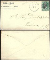 USA Boston Wildes Hotel Cover Mailed 1870s/80s. 3c Rate - Briefe U. Dokumente