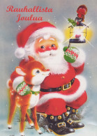 PÈRE NOËL Animaux NOËL Fêtes Voeux Vintage Carte Postale CPSM #PAK568.FR - Santa Claus