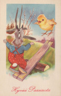 PASCUA CONEJO HUEVO Vintage Tarjeta Postal CPA #PKE235.ES - Easter