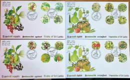 Sri Lanka - 2023 - Fruits & Vegetables - Set Of 4 FDCs - Sri Lanka (Ceilán) (1948-...)