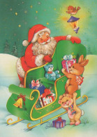 SANTA CLAUS ANIMALS CHRISTMAS Holidays Vintage Postcard CPSM #PAK765.GB - Santa Claus