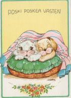 DOG AND CAT Animals Vintage Postcard CPSM #PAM045.GB - Honden