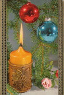 Bonne Année Noël BOUGIE Vintage Carte Postale CPSM #PBA289.FR - New Year