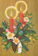 Bonne Année Noël BOUGIE Vintage Carte Postale CPSM #PAZ470.FR - New Year