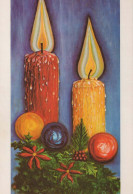 Bonne Année Noël BOUGIE Vintage Carte Postale CPSM #PAZ289.FR - New Year