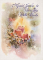 Bonne Année Noël BOUGIE Vintage Carte Postale CPSM #PAW355.FR - New Year