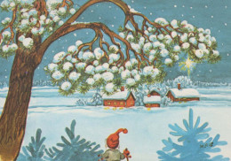 Bonne Année Noël GNOME Vintage Carte Postale CPSM #PAW925.FR - New Year