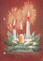 Bonne Année Noël BOUGIE Vintage Carte Postale CPSM #PAW234.FR - New Year