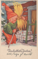 Happy New Year Christmas GNOME Vintage Postcard CPSMPF #PKD408.GB - Nieuwjaar