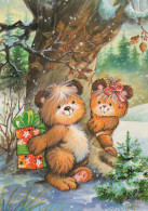 Happy New Year Christmas BEAR Animals Vintage Postcard CPSM #PBS277.GB - Nieuwjaar