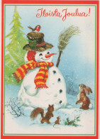 Happy New Year Christmas SNOWMAN Vintage Postcard CPSM #PBM529.GB - Nieuwjaar